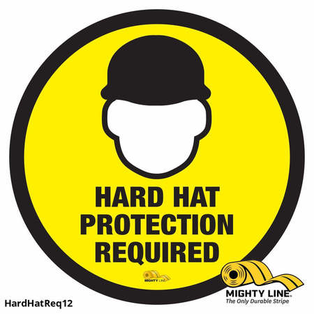 MIGHTY LINE Hard Hat Required, Floor Marking Sign, 1, HARDHATREQ12 HARDHATREQ12