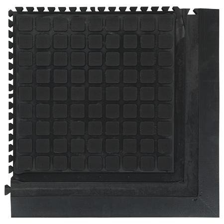 M A MATTING Hog Heaven III Comfort Modular Tiles 18" , Black 21.75" x 21.75", Corner 447103100