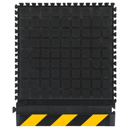 M A MATTING Hog Heaven III Comfort Modular Tiles 18", Black with Striped Border  18" x 21.75", Side 447104100