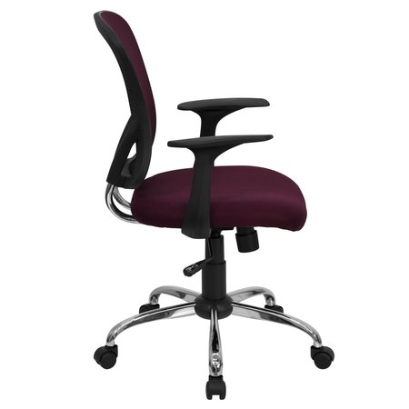 Flash Furniture Foam Task Chair, 18" to 22", Fixed Arms, Burgundy H-8369F-ALL-BY-GG