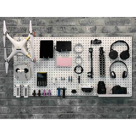 Triton Products 24 In. W x 48 In. H x 1/4 In. D White Heavy-Duty HDF Round Hole Pegboard 36 pc. Locking Hook Assortment TPB-36WH-Kit