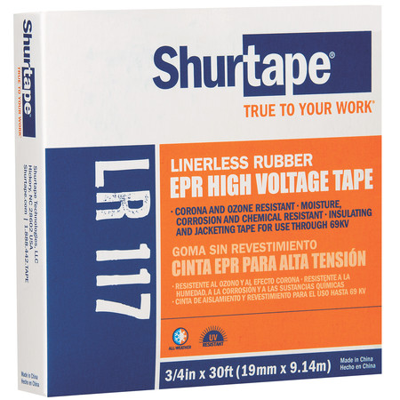 Shurtape Electrical Tape, Rbr, Blk, 3/4"X30Ft LR 117