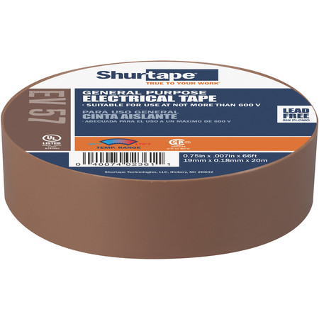 Shurtape Electrical Tape, Brown, 3/4"X66Ft EV 057C
