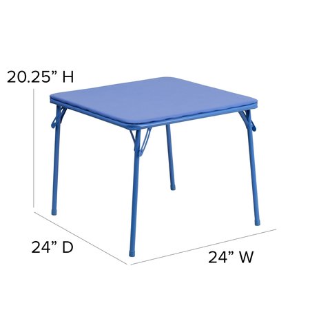 Flash Furniture Square Folding Table, 24" X 24" X 20.25", Vinyl Top, Blue JB-10-CARD-GG