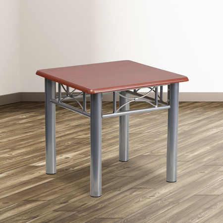 Flash Furniture Square End Table, 21" W, 21" L, 19.75" H, Laminate Top, Red JB-5-END-MAH-GG
