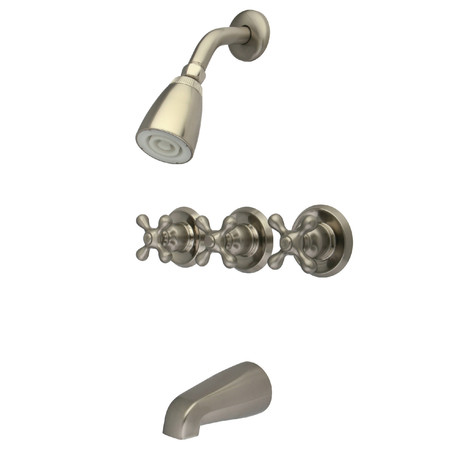 Kingston Brass Tub and Shower Faucet, Brushed Nickel, Wall Mount KB238AX