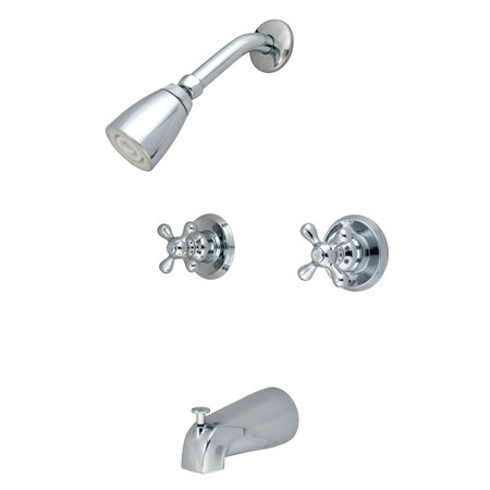 KINGSTON BRASS KB241AX Twin Handle Tub & Shower Faucet With Decor Cross Handle KB241AX