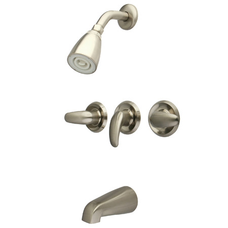 KINGSTON BRASS Tub and Shower Faucet, Brushed Nickel, Wall Mount KB6238LL