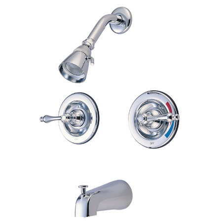 KINGSTON BRASS Tub and Shower Faucet, Polished Chrome, Wall Mount KB661AL