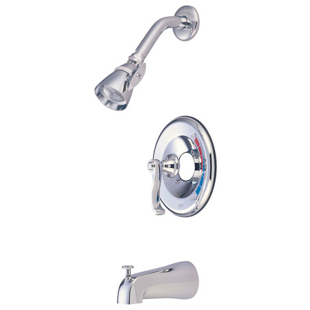 KINGSTON BRASS Tub and Shower Faucet, Polished Chrome, Wall Mount KB8631FLT