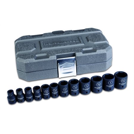 KD TOOLS 1/2" Drive Impct Sckt Set, SAE, 6 pt., 1/2"Dr, 12 pcs., SAE 84931N