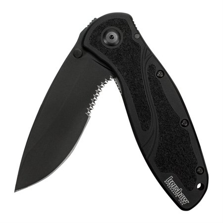 KERSHAW Black Blur Knife, Serrated Blade 1670BLKST