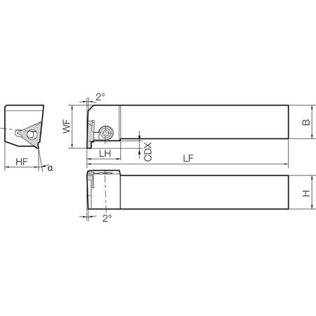 Kyocera External Grooving Toolholder, KGBASR 2525M2215 KGBASR2525M2215