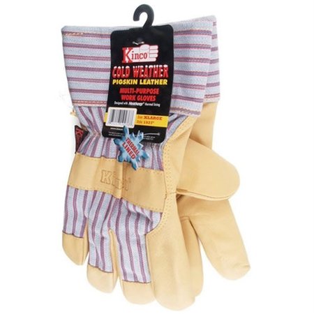 Kinco Work Gloves, Grain Pigskin Palm, Material Back/Cuff, Heatkeep Insu KIN1927L