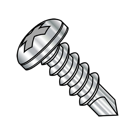 Self-Drilling Screw, #8-18 X 5/16 In, Plain 18-8 Stainless Steel Pan Head Phillips Drive, 10000 PK