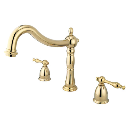 KINGSTON BRASS Roman Tub Faucet, Polished Brass, Deck Mount KS1342NL