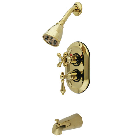 KINGSTON BRASS Tub and Shower Faucet, Polished Brass, Wall Mount KS36320AL