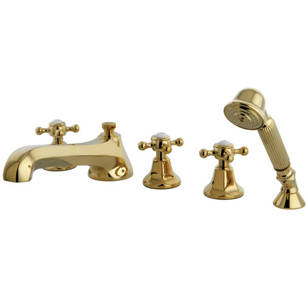 KINGSTON BRASS Roman Tub Faucet, Polished Brass, Deck Mount KS43025BX