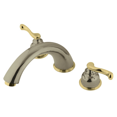 KINGSTON BRASS Roman Tub Faucet, Brushed Nickel/Polished Brass, Deck Mount KS8369FL