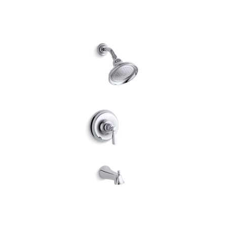 KOHLER Bancroft(R) Rite-Temp(R) Bath And Shower Valve Trim With Metal Lever Handle, Slip-Fit Spout And 2.5 Gpm Showerhead TS10582-4-CP