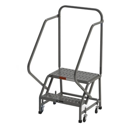 EGA PRODUCTS 56" H Industrial Rolling Ladder (Square Tube), 2 Steps L020