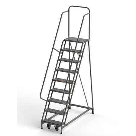 EGA PRODUCTS Rolling Ladder, 9 Steps, 30"W Serrated Tread, Square Tube, 450 lbs. Capacity L083
