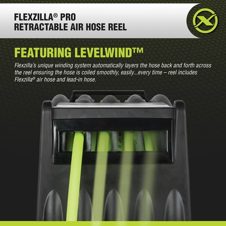 Flexzilla Retractable Air Hose Reel, 3/8" x 50 ft., 50 ft. Length, 300 psi L8305FZ