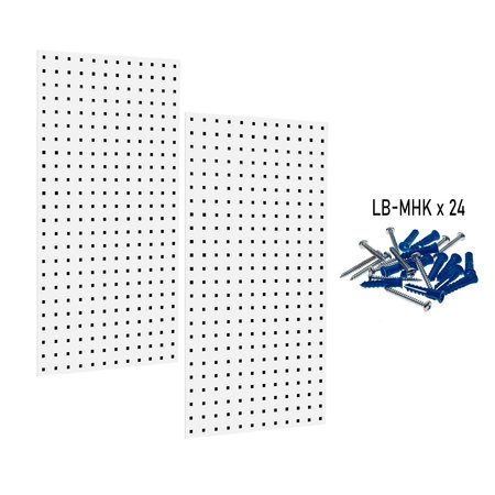 Triton Products (2) 18 In. W x 36 In. H White Epoxy 18-Gauge Steel Square Hole Pegboards Mounting Hardware LB18-W