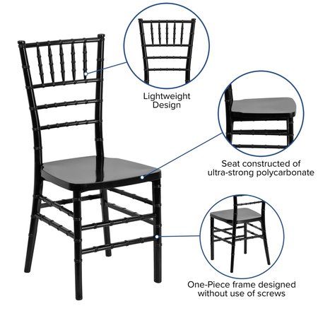 Flash Furniture Chiavari Chair, 18-1/2"L36-1/2"H, Hercules PremiumSeries LE-BLACK-GG