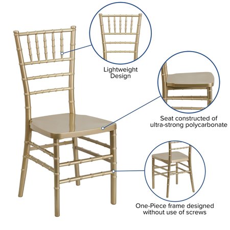 Flash Furniture Chiavari Chair, 18-1/2" L 36-1/2" H, Hercules Premium Series LE-GOLD-GG