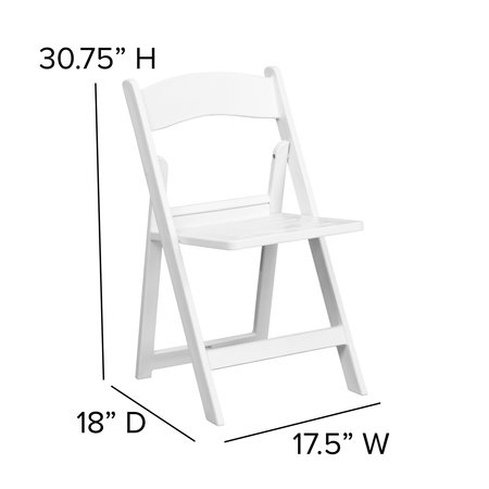Flash Furniture Resin Folding Chair w/Slatted Seat, Wht LE-L-1-WH-SLAT-GG