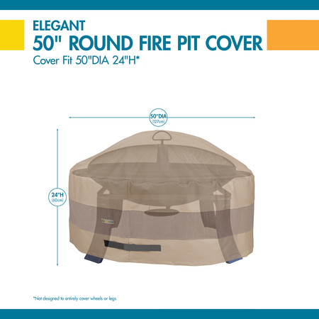 Duck Covers Elegant Swiss Coffee Patio Round Fire Pit Cover, 50" Dia x 24"H LFPR5024