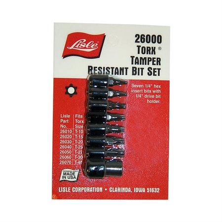 LISLE Torx Tamperproof Bit Set W/Holder, 8Pc 26000