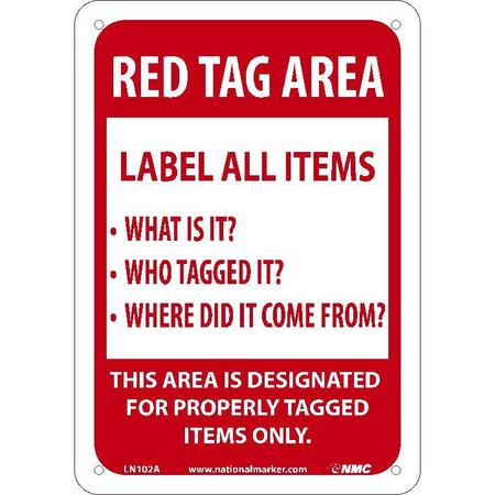 NMC Red Tag Area Sign, Language: English LN102A