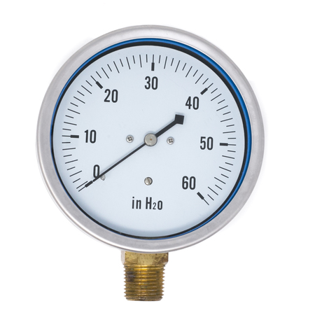 PIC GAUGES Low Pressure Gauge, 4", 0-60"WC, 1/2"LM LP1-SB-402-60