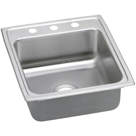 Elkay Lustertone SS, 1 Bowl Top Mnt Sink, Drop-In Mount, 1 Hole, Lustrous Satin Finish LRAD2022551