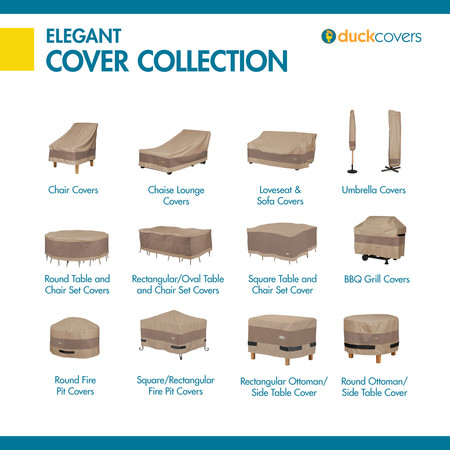 Duck Covers Elegant Swiss Coffee Patio Rectangle Table Set Cover, 140"x80"x32" LTO14080