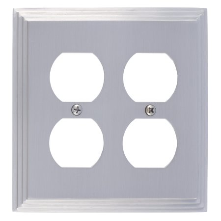 BRASS ACCENTS Classic Steps Double Outlet, Number of Gangs: 2 Satin Nickel Finish M02-S2560-619