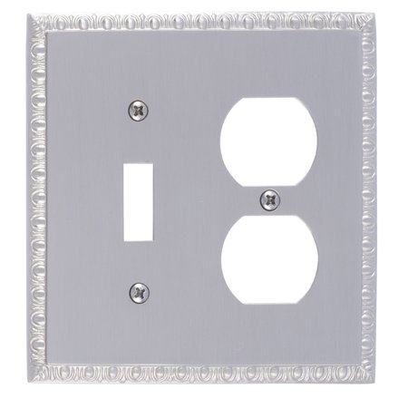 BRASS ACCENTS Egg and Dart Double - 1 Switch/1 Outlet, Number of Gangs: 2 Satin Nickel Finish M05-S7540-619