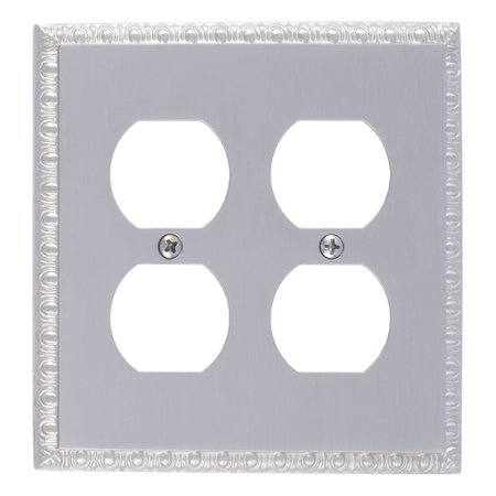 BRASS ACCENTS Egg and Dart Double Outlet, Number of Gangs: 2 Satin Nickel Finish M05-S7560-619