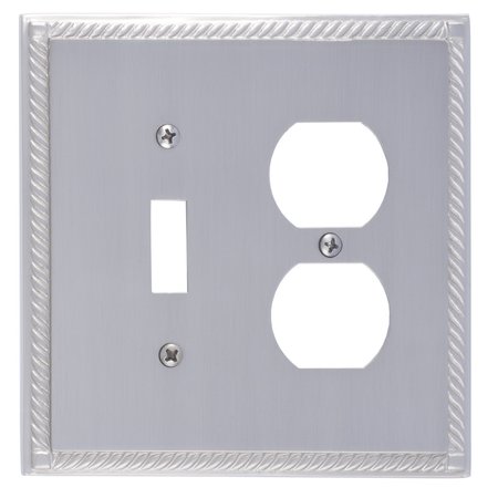 BRASS ACCENTS Georgian Double - 1 Switch/1 Outlet, Number of Gangs: 2 Satin Nickel Finish M06-S8540-619