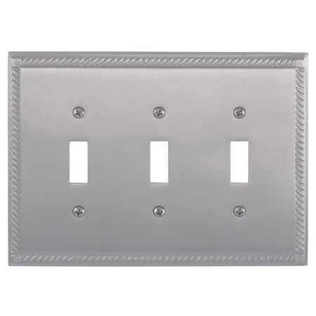 BRASS ACCENTS Georgian Triple Switch, Number of Gangs: 3 Satin Nickel Finish M06-S8550-619