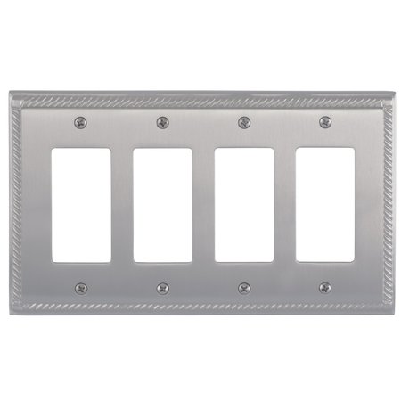 BRASS ACCENTS Georgian Quad GFCI, Number of Gangs: 4 Satin Nickel Finish M06-S8592-619