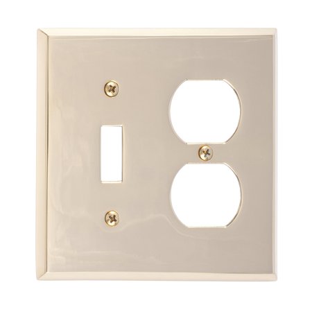BRASS ACCENTS Quaker Double - 1 Switch/1 Outlet, Number of Gangs: 2 Polished Brass Finish M07-S4540-605