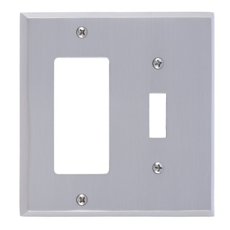 BRASS ACCENTS Quaker Double - 1 Switch/1 GFCI, Number of Gangs: 2 Satin Nickel Finish M07-S4571-619
