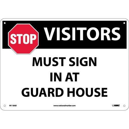 NMC Stop Visitors Must Sign In At Guard House Sign, M118AB M118AB