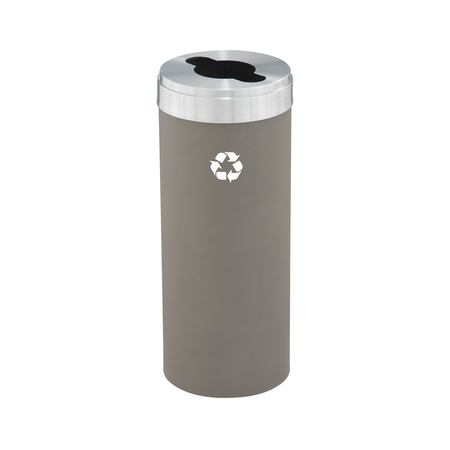 GLARO 12 gal Round Recycling Bin, Nickel/Satin Aluminum M-1232NK-SA-M1