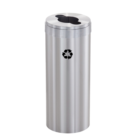 GLARO 12 gal Round Recycling Bin, Satin Aluminum M-1232SA-SA-M1