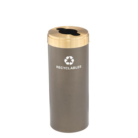 GLARO 15 gal Round Recycling Bin, Bronze Vein/Satin Brass M-1242BV-BE-M2