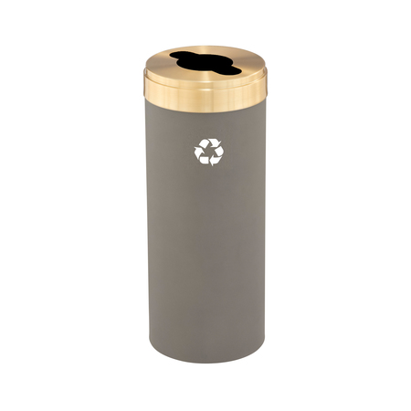 GLARO 15 gal Round Recycling Bin, Nickel/Satin Brass M-1242NK-BE-M1